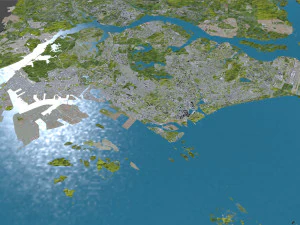 Singapore city 50km 3D Model