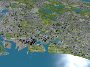 Singapore city 50km 3D Model