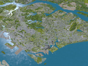 Singapore city 50km 3D Model