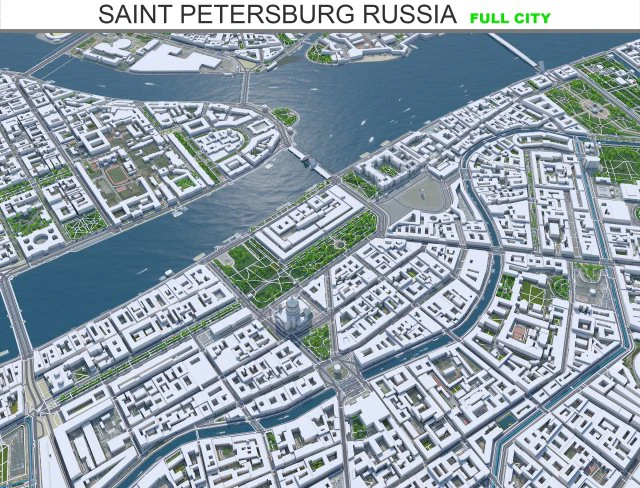St petersburg city russia 150km 3D Model .c4d .max .obj .3ds .fbx .stl .blend 