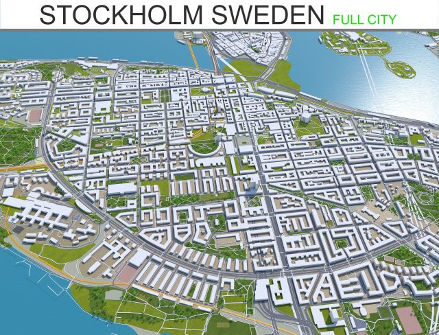 stockholm city sweden 120km 3D 모델 .c4d .max .obj .3ds .fbx .stl .blend 