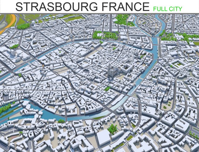 strasbourg city france 50km 3D-Modell .c4d .max .obj .3ds .fbx .stl .blend 