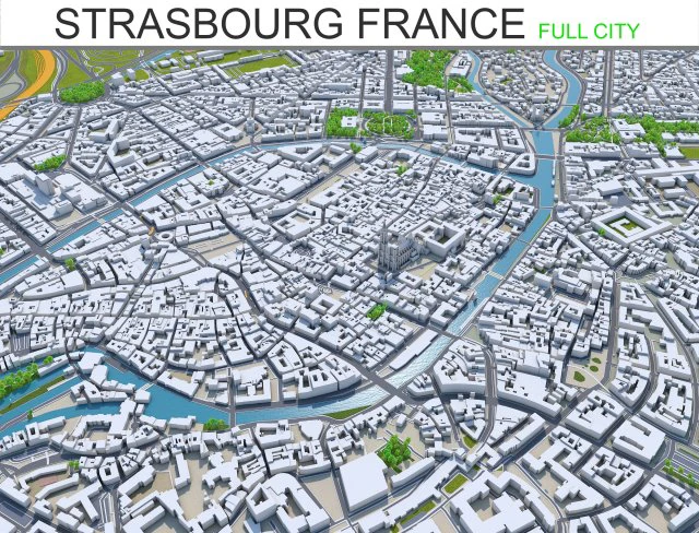 strasbourg city france 50km 3D Model .c4d .max .obj .3ds .fbx .stl .blend 