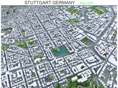Stuttgart city germany 70km 3D Model