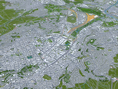 Stuttgart city germany 70km 3D Модель