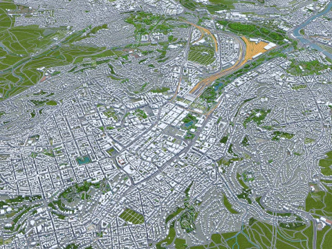 Stuttgart city germany 70km 3D Model