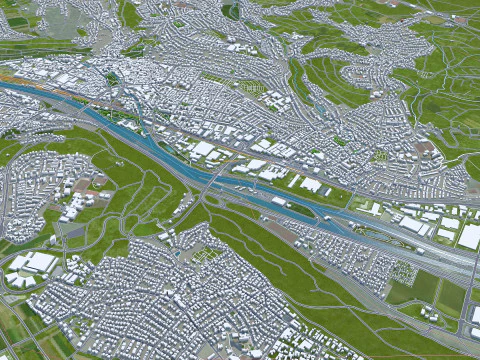 Stuttgart city germany 70km 3D Model
