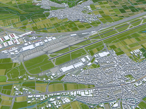Stuttgart city germany 70km 3D Модель