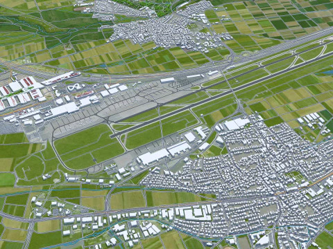 Stuttgart city germany 70km 3D Model