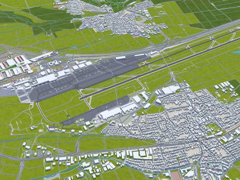 Stuttgart city germany 70km 3D Модель