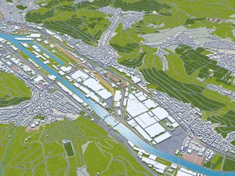 Stuttgart city germany 70km 3D Model