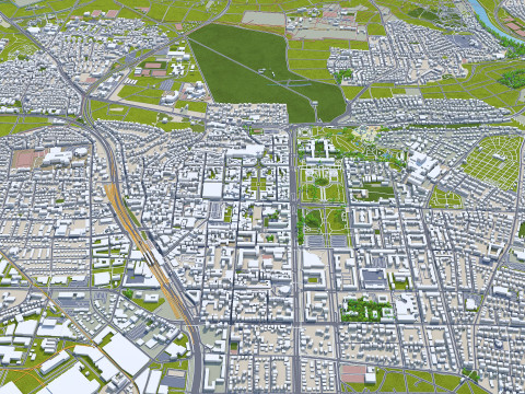 Stuttgart city germany 70km 3D Модель