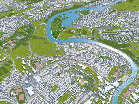 Stuttgart city germany 70km 3D Модель
