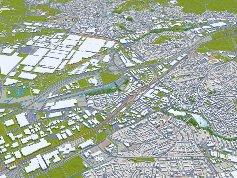 Stuttgart city germany 70km 3D Модель