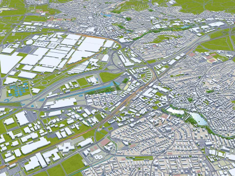 Stuttgart city germany 70km 3D Model