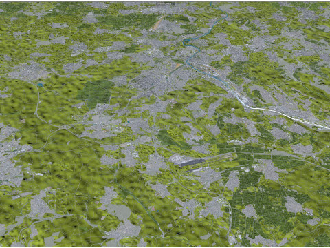 Stuttgart city germany 70km 3D Модель