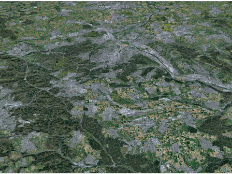 Stuttgart city germany 70km 3D Модель