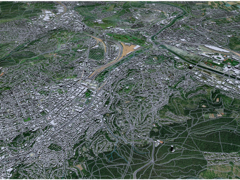 Stuttgart city germany 70km 3D Модель