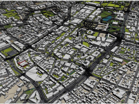 Stuttgart city germany 70km 3D Модель