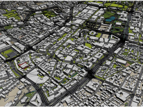 Stuttgart city germany 70km 3D Model