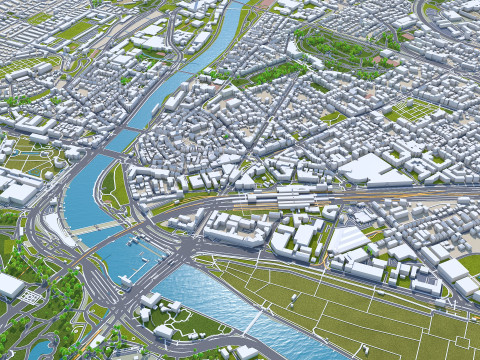 Stuttgart city germany 70km 3D Модель