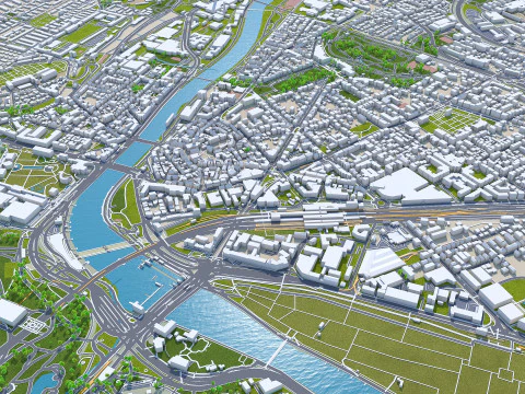 Stuttgart city germany 70km 3D Model
