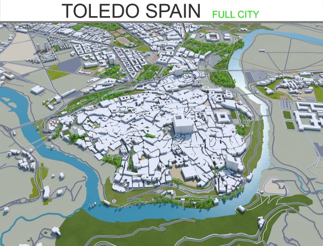 toledo city spain 25km 3D Model .c4d .max .obj .3ds .fbx .stl .blend 