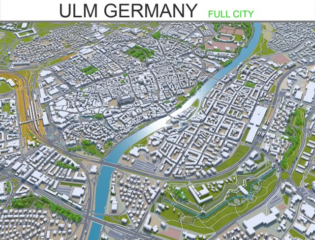 ulm city germany 40km 3D Model .c4d .max .obj .3ds .fbx .stl .blend 
