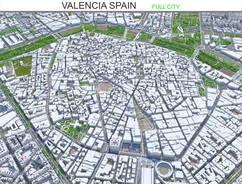 Valencia city spain 70km Modelo 3D .c4d .max .obj .3ds .fbx .stl .blend 