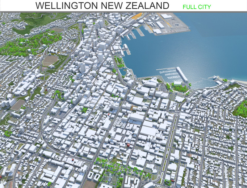 Wellington city new zealand 50km Modelo 3D .c4d .max .obj .3ds .fbx .stl .blend 