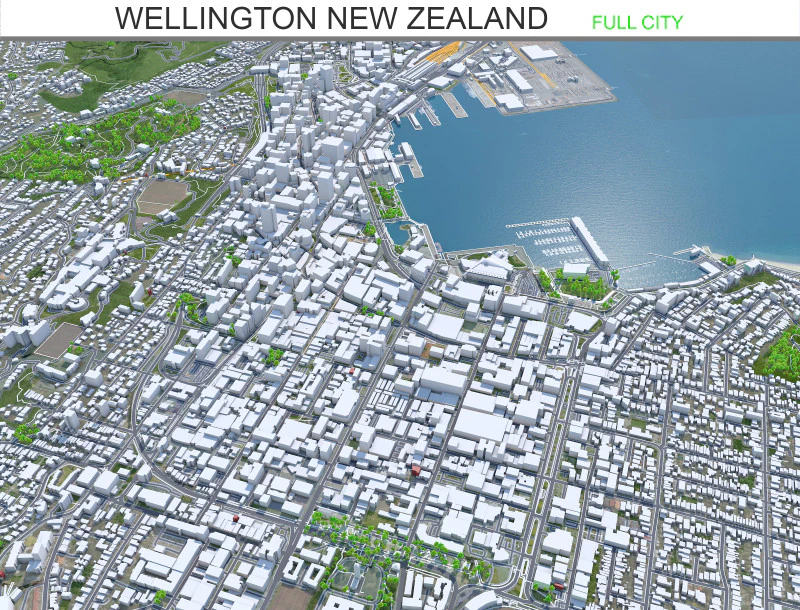 Wellington city new zealand 50km 3D Model .c4d .max .obj .3ds .fbx .stl .blend 