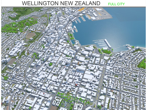 Wellington city new zealand 50km 3D Model