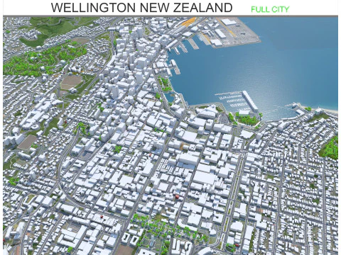 Wellington stad Nieuw-Zeeland 50 km 3D Model
