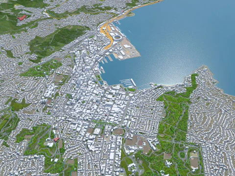 Wellington city new zealand 50km 3D Model