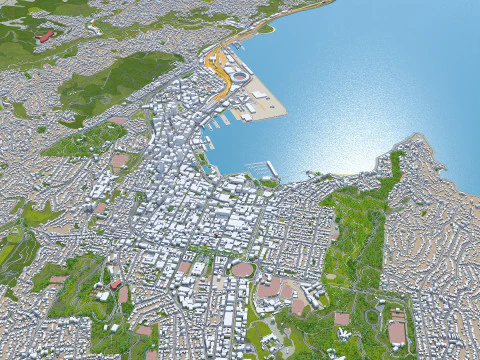 Wellington city new zealand 50km 3D Model