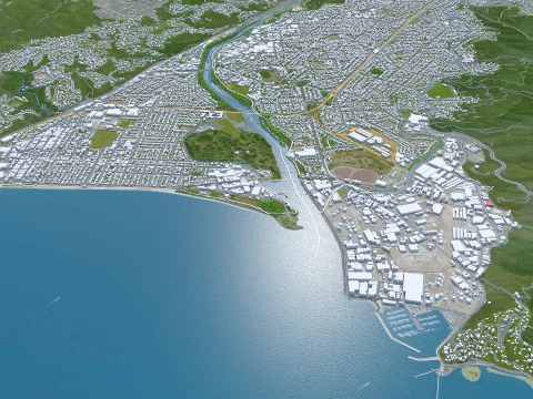 Wellington city new zealand 50km 3D Model