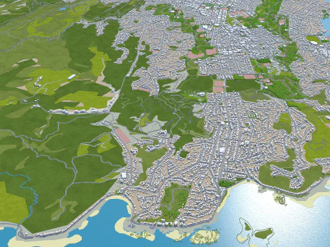 Wellington city new zealand 50km 3D Model