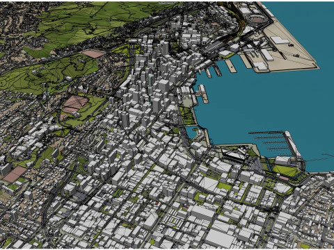 Wellington city new zealand 50km 3D Model