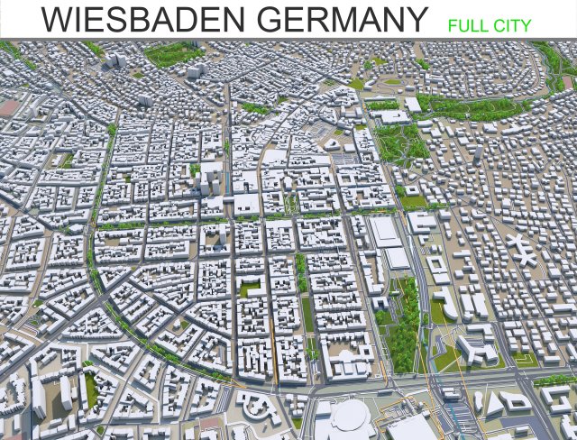 wiesbaden city germany 50km 3Dモデル .c4d .max .obj .3ds .fbx .stl .blend 