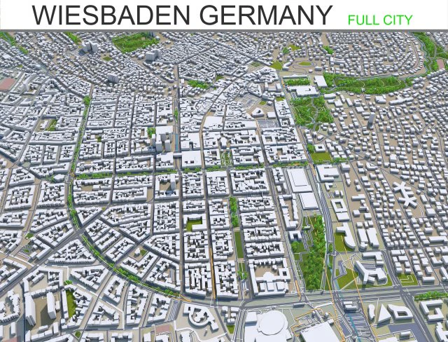 miasto wiesbaden w niemczech 50 km Model 3D .c4d .max .obj .3ds .fbx .stl .blend 