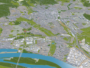 wiesbaden city germany 50km 3Dモデル