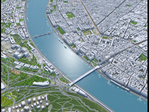 Budapest Hungary Downtown 10km Modello 3D