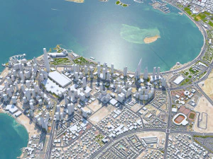 Doha city Qatar 50km 3D Model