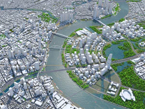 Citt&agrave; del centro di Ho Chi Minh Vietnam Modello 3D