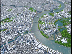 Ho Chi Minh, centro da cidade, Vietn&atilde; Modelo 3D