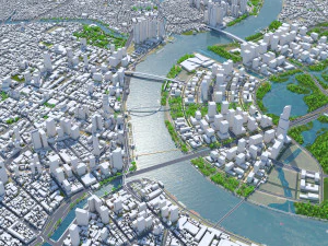 Ho Chi Minh, centro da cidade, Vietn&atilde; Modelo 3D