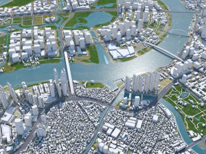 Ho Chi Minh, centro da cidade, Vietn&atilde; Modelo 3D