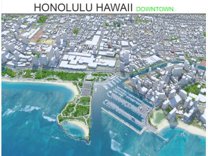 Honolulu Hawaii ABD Şehir Merkezi 8km 3D Model