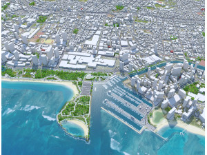 Honolulu Hawaii USA Downtown 8km 3D Model