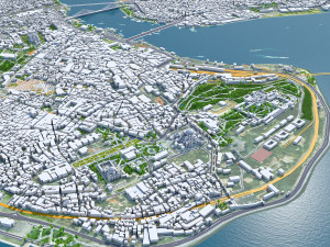 Istanbul city Turkey 50 km 3D Model